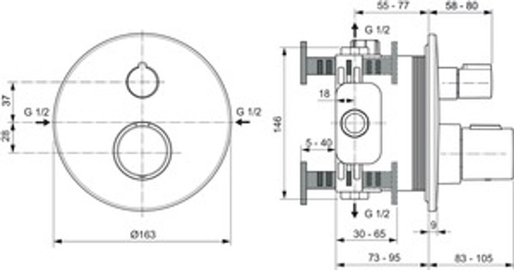 https://raleo.de:443/files/img/11ef179911e218c09eb18ddf7199d3ba/size_l/IS-Einzelthermostat-UP-Ceratherm-T100-Bausatz-2-Rosette-d163mm-Chrom-A5813AA gallery number 7